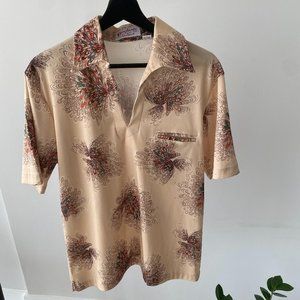 Floral Print V-Neck Retro Shirt